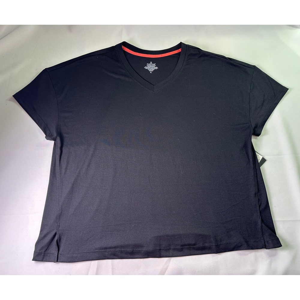NWT Cuddl Duds Women Sz XL V-Neck Top Soft Stretch Base Layer Lounge Black Shirt